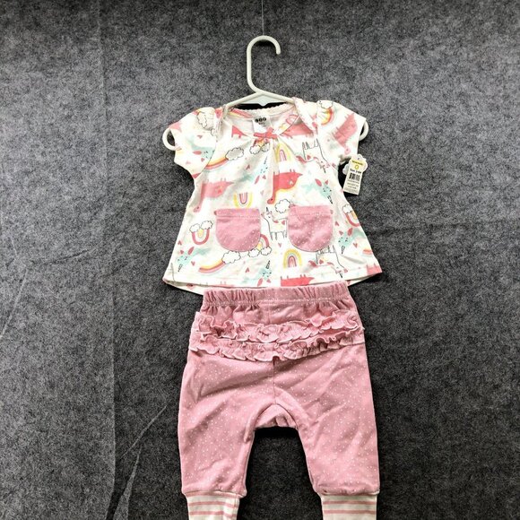 NWT CJP Baby 3-6M Pink Ruffle butt T Shirt Pants Outfit Set Summer Spring - Picture 1 of 9
